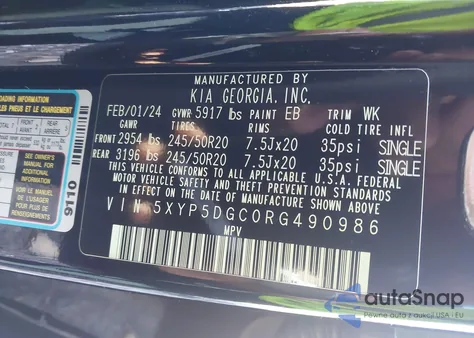 2024 Kia Telluride Sx X-Line from USA, damaged, VIN 5XYP5DGC0RG490986